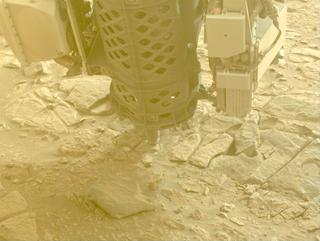 View image taken on Mars, Mars Perseverance Sol 579: Front Left Hazard Avoidance Camera (Hazcam)