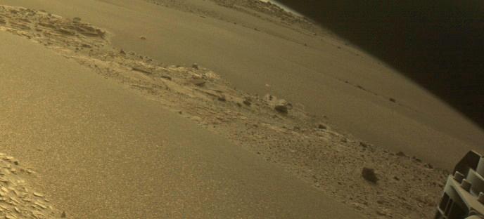 This image was taken by FRONT_HAZCAM_RIGHT_A onboard NASA's Mars rover Perseverance on Sol 586