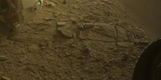 View image taken on Mars, Mars Perseverance Sol 586: Front Right Hazard Avoidance Camera (Hazcam)