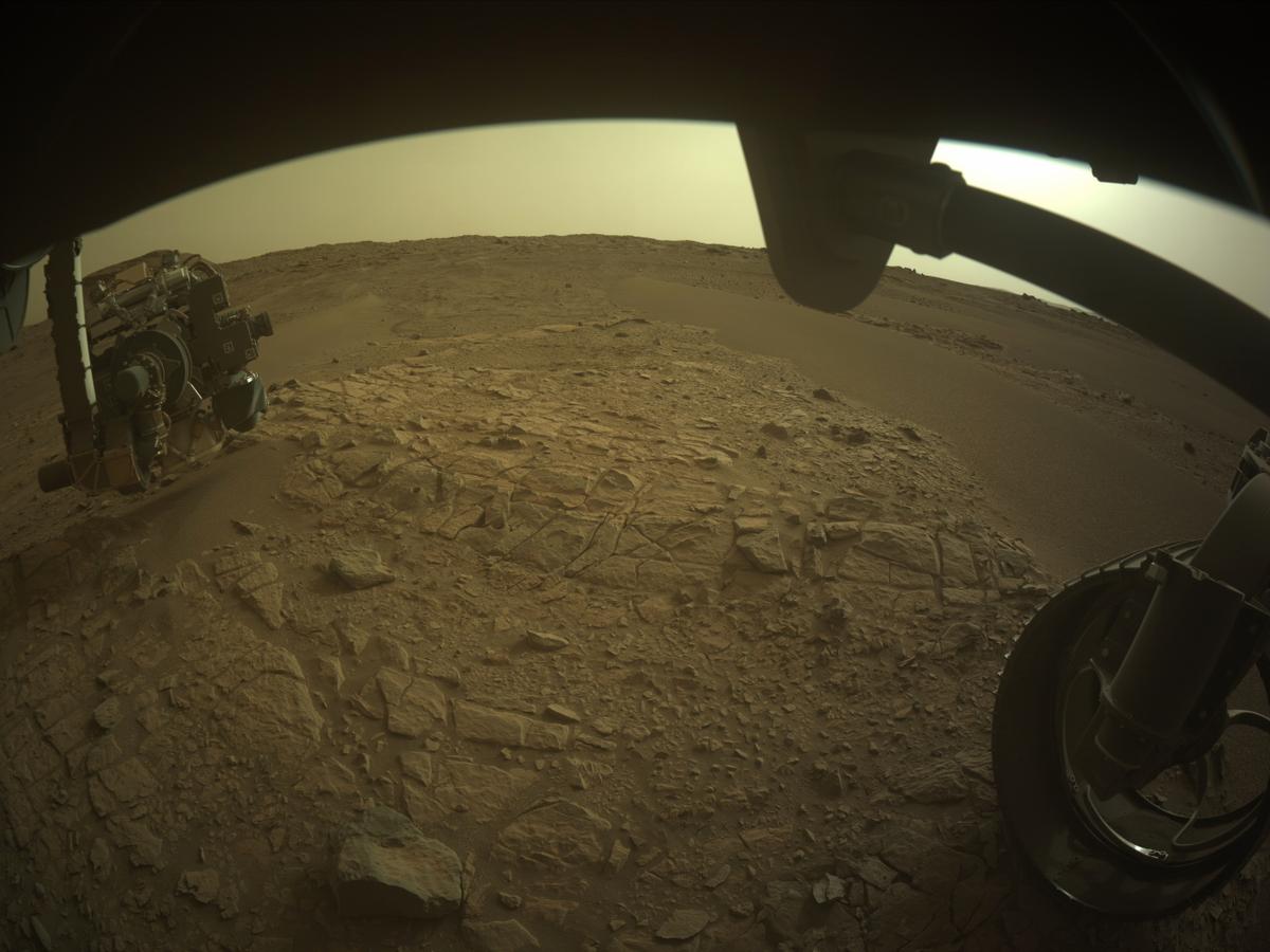 This image was taken by FRONT_HAZCAM_RIGHT_A onboard NASA's Mars rover Perseverance on Sol 588