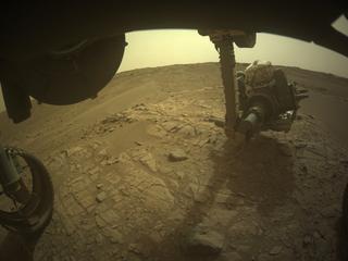 View image taken on Mars, Mars Perseverance Sol 589: Front Left Hazard Avoidance Camera (Hazcam)