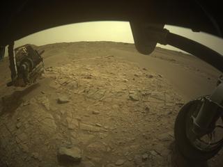 View image taken on Mars, Mars Perseverance Sol 589: Front Right Hazard Avoidance Camera (Hazcam)