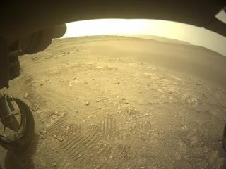 View image taken on Mars, Mars Perseverance Sol 592: Front Left Hazard Avoidance Camera (Hazcam)