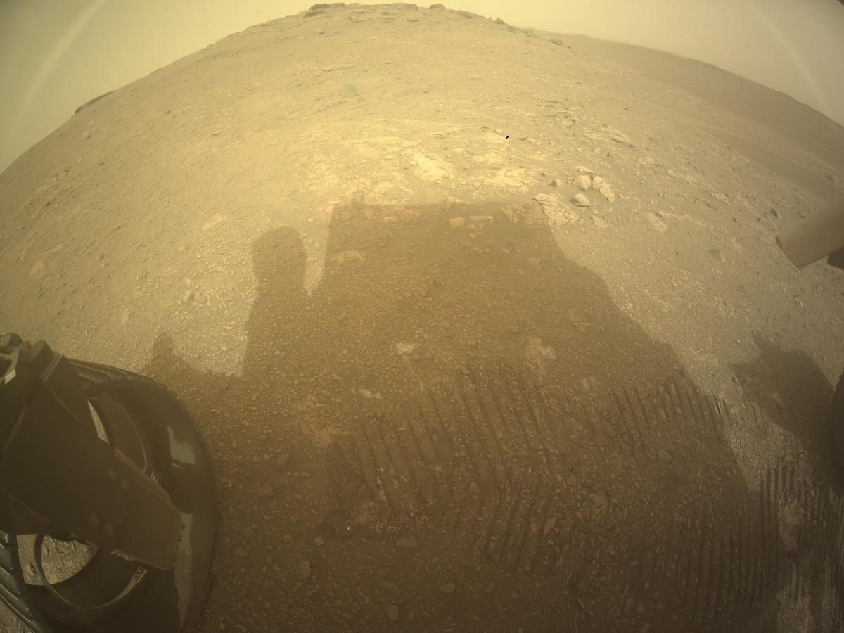 This image was taken by REAR_HAZCAM_LEFT onboard NASA's Mars rover Perseverance on Sol 592