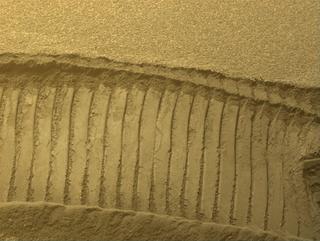 View image taken on Mars, Mars Perseverance Sol 593: Front Right Hazard Avoidance Camera (Hazcam)