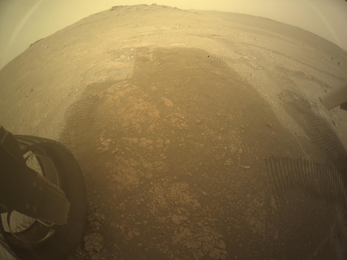 This image was taken by REAR_HAZCAM_LEFT onboard NASA's Mars rover Perseverance on Sol 593
