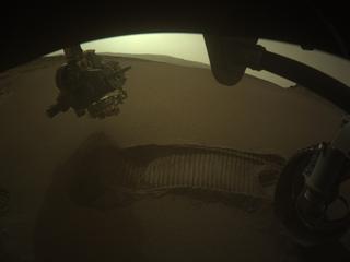 View image taken on Mars, Mars Perseverance Sol 594: Front Right Hazard Avoidance Camera (Hazcam)
