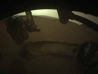 View image taken on Mars, Mars Perseverance Sol 594: Front Right Hazard Avoidance Camera (Hazcam)