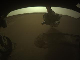 View image taken on Mars, Mars Perseverance Sol 598: Front Left Hazard Avoidance Camera (Hazcam)