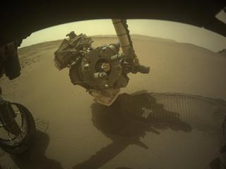 View image taken on Mars, Mars Perseverance Sol 599: Front Left Hazard Avoidance Camera (Hazcam)