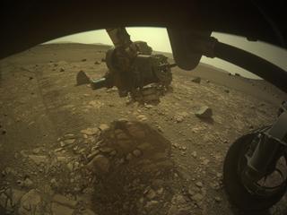 View image taken on Mars, Mars Perseverance Sol 607: Front Right Hazard Avoidance Camera (Hazcam)