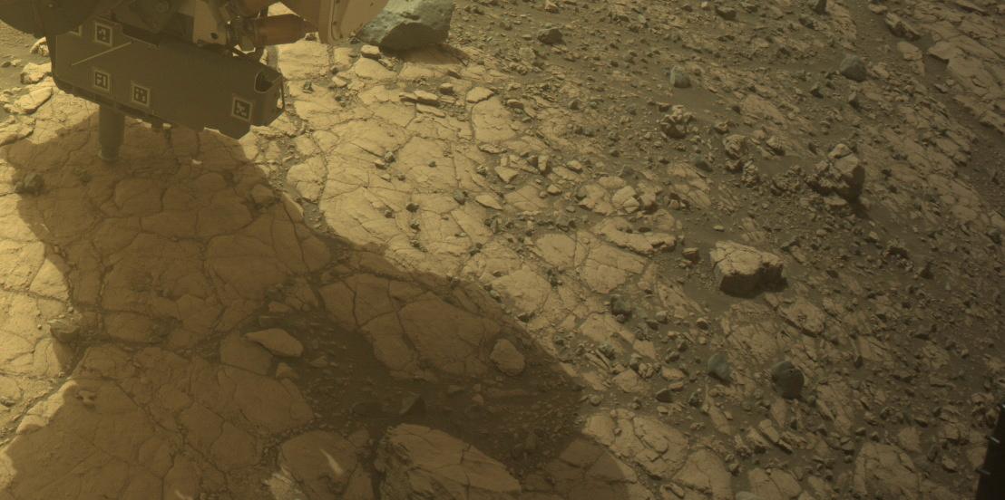 This image was taken by FRONT_HAZCAM_LEFT_A onboard NASA's Mars rover Perseverance on Sol 612
