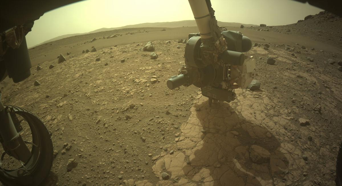 This image was taken by FRONT_HAZCAM_LEFT_A onboard NASA's Mars rover Perseverance on Sol 612