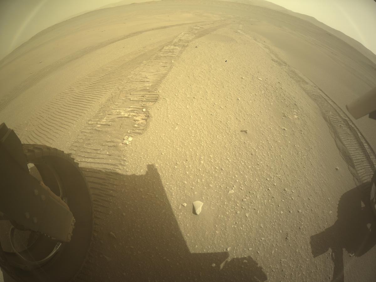 This image was taken by REAR_HAZCAM_LEFT onboard NASA's Mars rover Perseverance on Sol 695