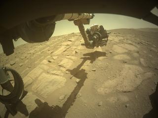 View image taken on Mars, Mars Perseverance Sol 728: Front Left Hazard Avoidance Camera (Hazcam)