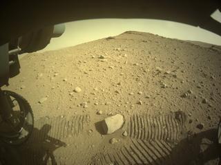 View image taken on Mars, Mars Perseverance Sol 732: Front Left Hazard Avoidance Camera (Hazcam)