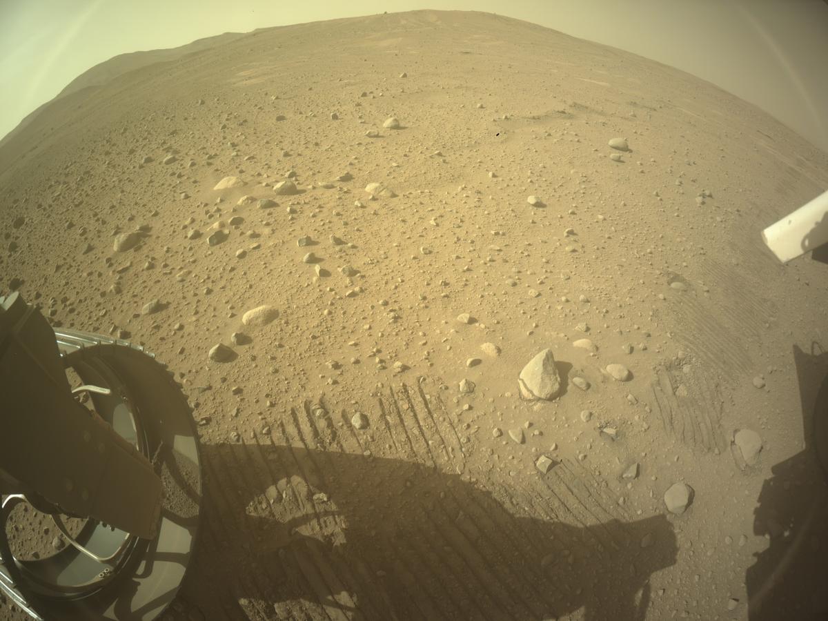 This image was taken by REAR_HAZCAM_LEFT onboard NASA's Mars rover Perseverance on Sol 732