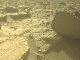 View image taken on Mars, Mars Perseverance Sol 736: Front Left Hazard Avoidance Camera (Hazcam)