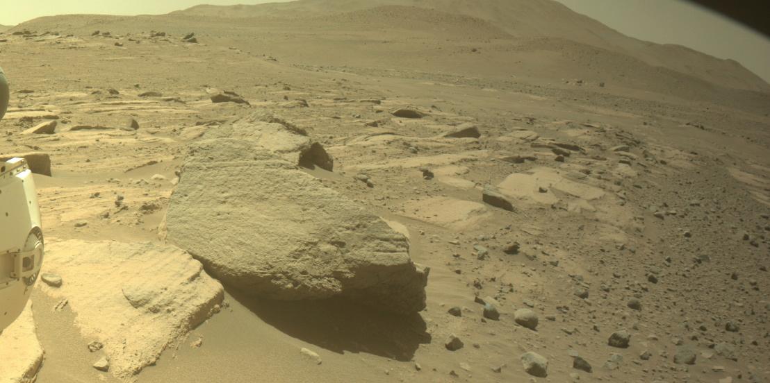 This image was taken by FRONT_HAZCAM_LEFT_A onboard NASA's Mars rover Perseverance on Sol 742