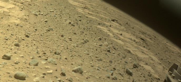 This image was taken by FRONT_HAZCAM_RIGHT_A onboard NASA's Mars rover Perseverance on Sol 742