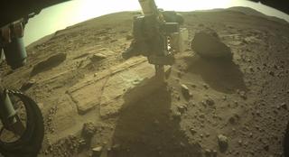 View image taken on Mars, Mars Perseverance Sol 749: Front Left Hazard Avoidance Camera (Hazcam)