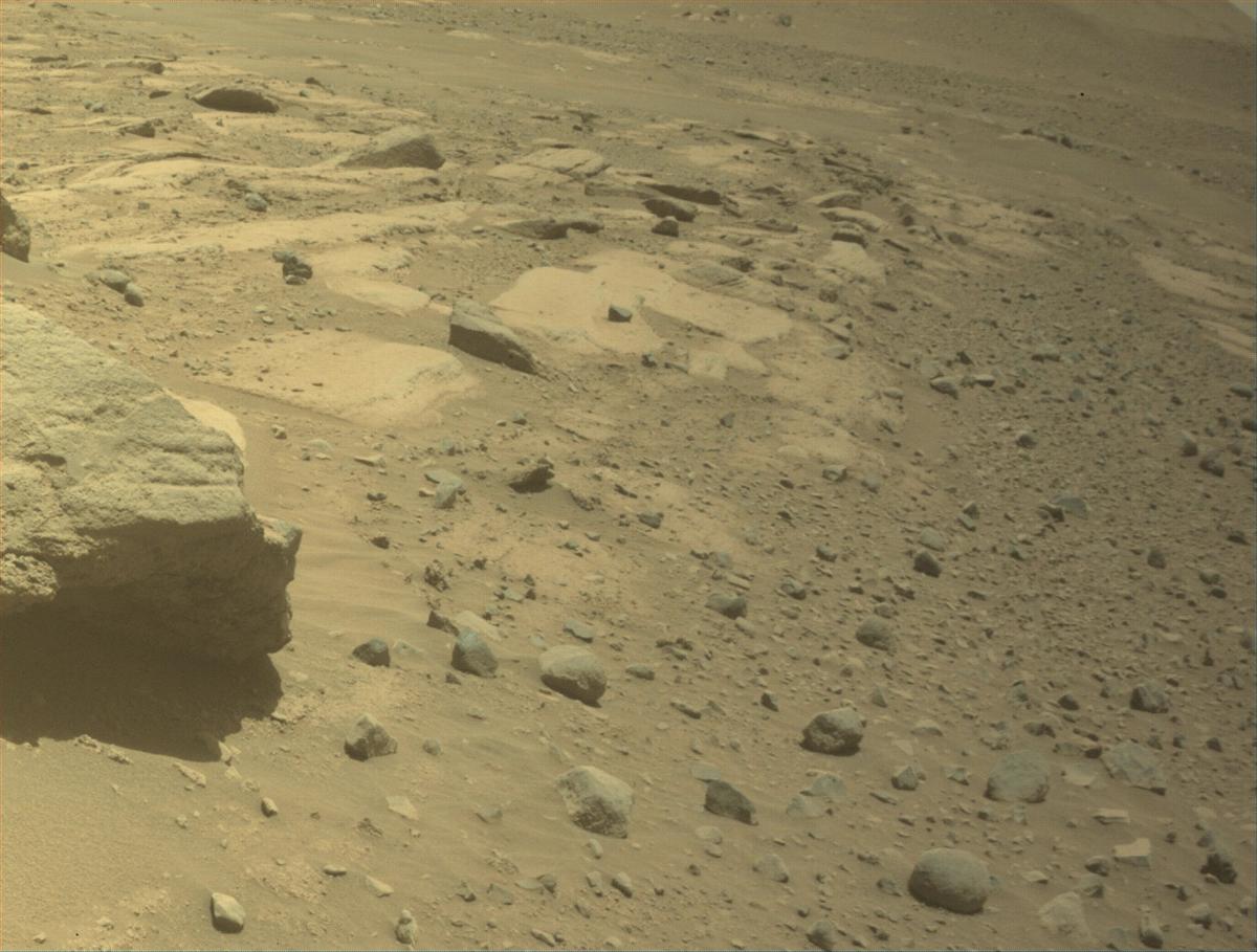 This image was taken by FRONT_HAZCAM_LEFT_A onboard NASA's Mars rover Perseverance on Sol 750