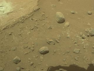 View image taken on Mars, Mars Perseverance Sol 750: Front Right Hazard Avoidance Camera (Hazcam)