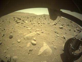 View image taken on Mars, Mars Perseverance Sol 755: Front Right Hazard Avoidance Camera (Hazcam)