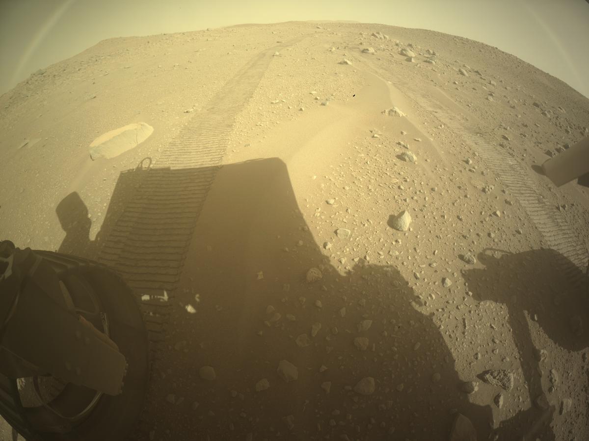 This image was taken by REAR_HAZCAM_LEFT onboard NASA's Mars rover Perseverance on Sol 765