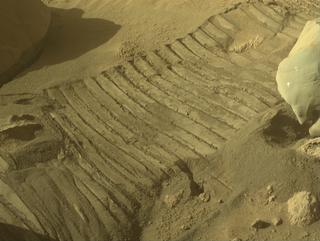 View image taken on Mars, Mars Perseverance Sol 766: Front Left Hazard Avoidance Camera (Hazcam)