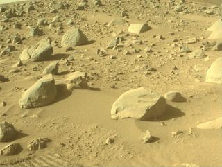 View image taken on Mars, Mars Perseverance Sol 766: Front Right Hazard Avoidance Camera (Hazcam)