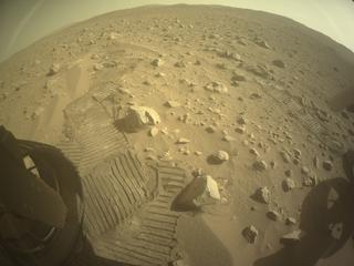 View image taken on Mars, Mars Perseverance Sol 766: Rear Left Hazard Avoidance Camera (Hazcam)