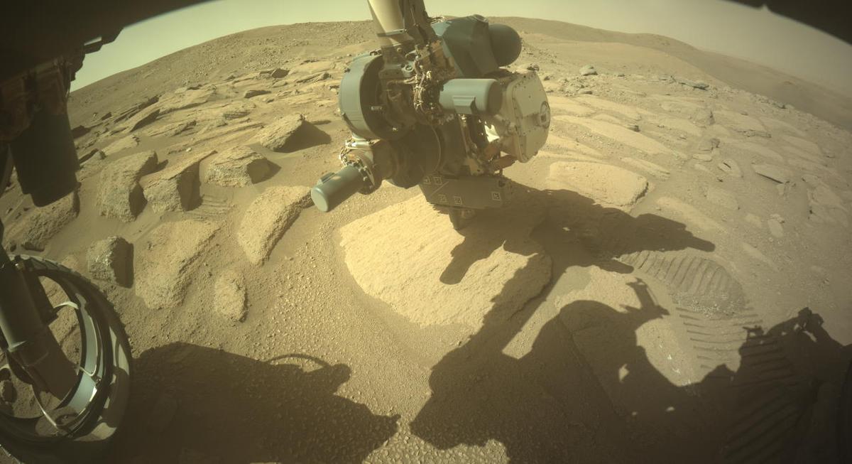 This image was taken by FRONT_HAZCAM_LEFT_A onboard NASA's Mars rover Perseverance on Sol 777
