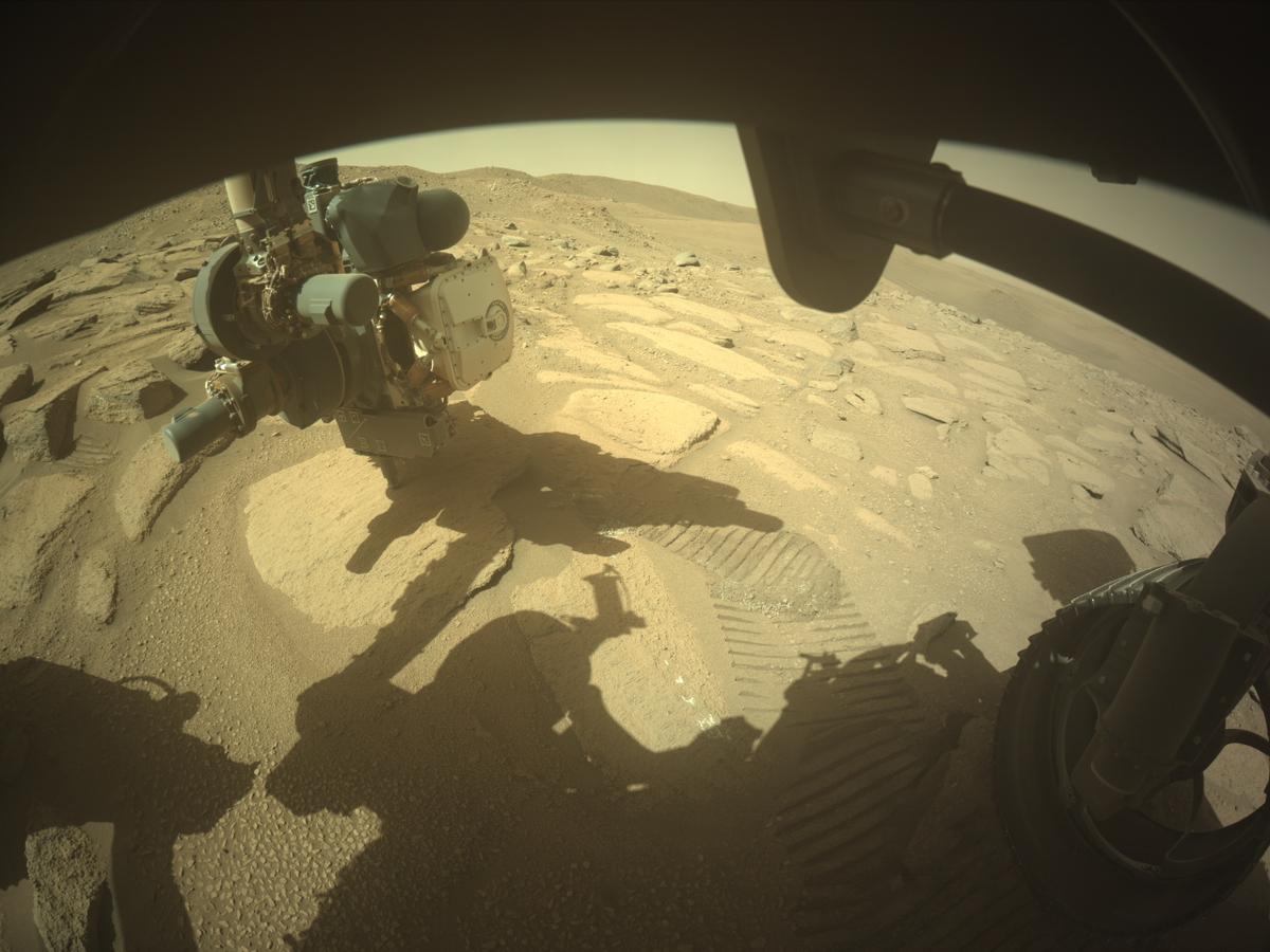 This image was taken by FRONT_HAZCAM_RIGHT_A onboard NASA's Mars rover Perseverance on Sol 777