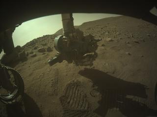 View image taken on Mars, Mars Perseverance Sol 799: Front Left Hazard Avoidance Camera (Hazcam)