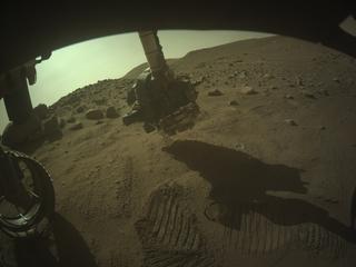 View image taken on Mars, Mars Perseverance Sol 799: Front Left Hazard Avoidance Camera (Hazcam)