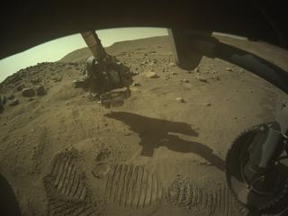 View image taken on Mars, Mars Perseverance Sol 799: Front Right Hazard Avoidance Camera (Hazcam)