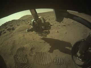 View image taken on Mars, Mars Perseverance Sol 799: Front Right Hazard Avoidance Camera (Hazcam)