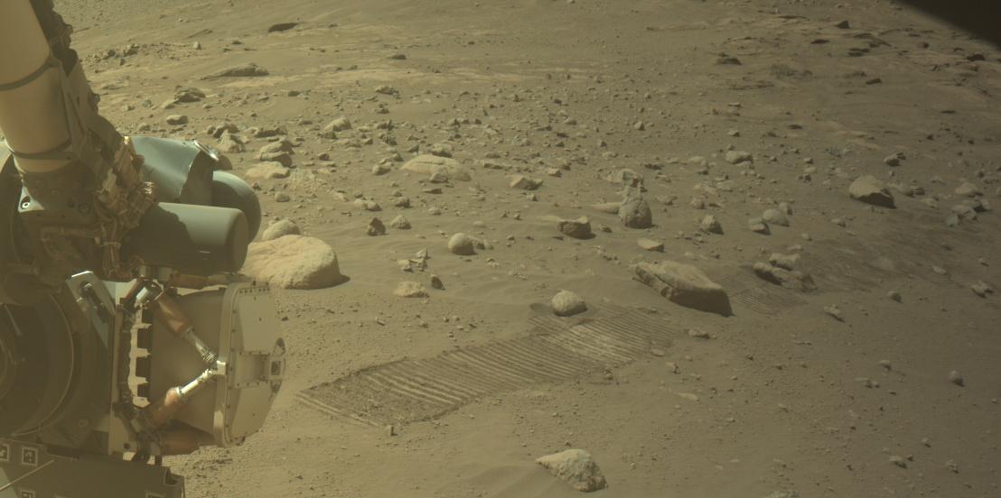 This image was taken by FRONT_HAZCAM_LEFT_A onboard NASA's Mars rover Perseverance on Sol 802