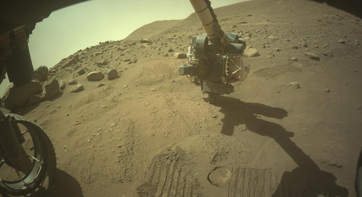 This image was taken by FRONT_HAZCAM_LEFT_A onboard NASA's Mars rover Perseverance on Sol 802