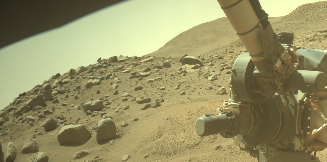 This image was taken by FRONT_HAZCAM_RIGHT_A onboard NASA's Mars rover Perseverance on Sol 802