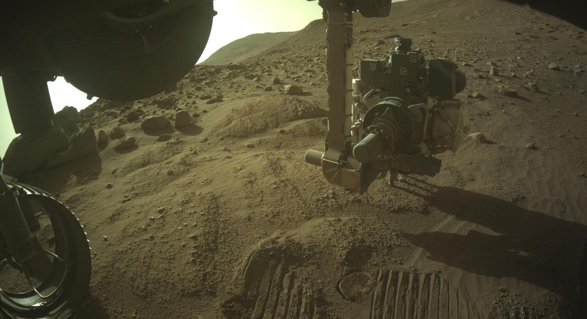 This image was taken by FRONT_HAZCAM_LEFT_A onboard NASA's Mars rover Perseverance on Sol 813
