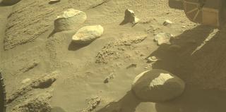 View image taken on Mars, Mars Perseverance Sol 822: Front Left Hazard Avoidance Camera (Hazcam)