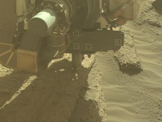 View image taken on Mars, Mars Perseverance Sol 822: Front Left Hazard Avoidance Camera (Hazcam)
