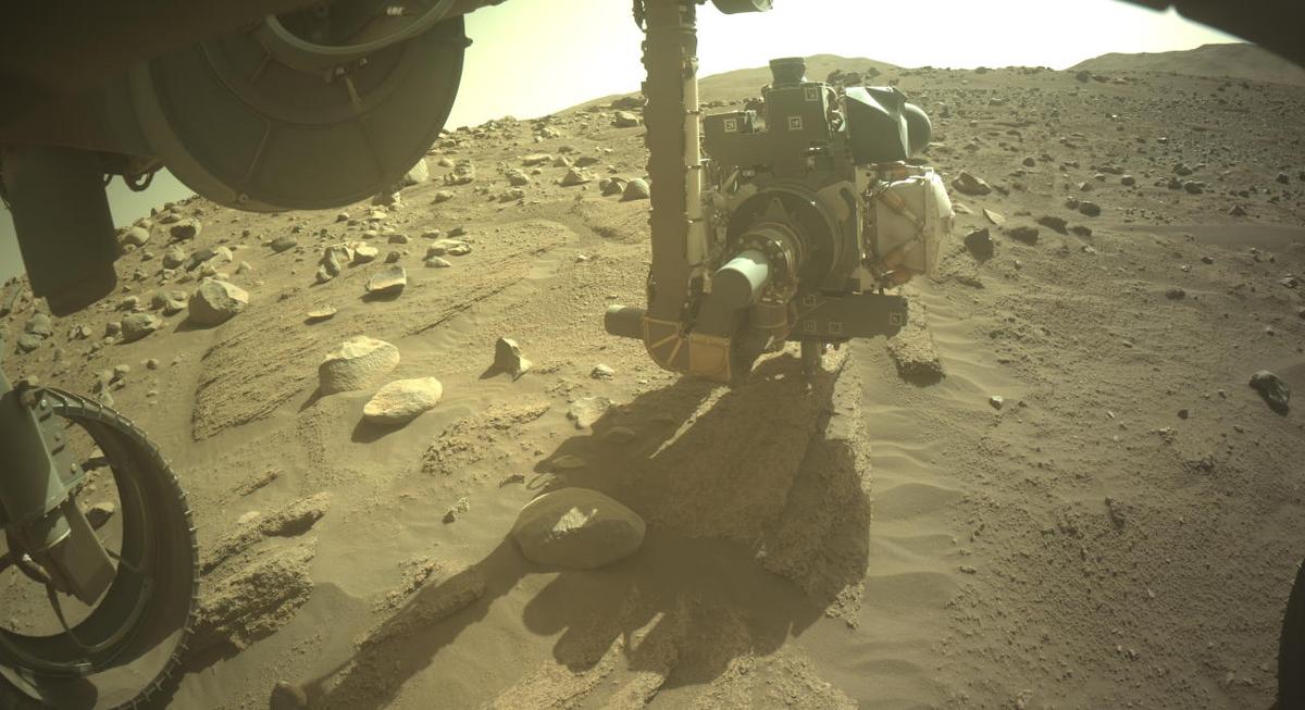 This image was taken by FRONT_HAZCAM_LEFT_A onboard NASA's Mars rover Perseverance on Sol 822