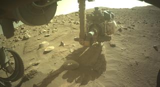 View image taken on Mars, Mars Perseverance Sol 822: Front Left Hazard Avoidance Camera (Hazcam)
