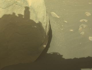 View image taken on Mars, Mars Perseverance Sol 843: Front Left Hazard Avoidance Camera (Hazcam)
