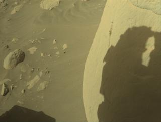 View image taken on Mars, Mars Perseverance Sol 843: Front Right Hazard Avoidance Camera (Hazcam)