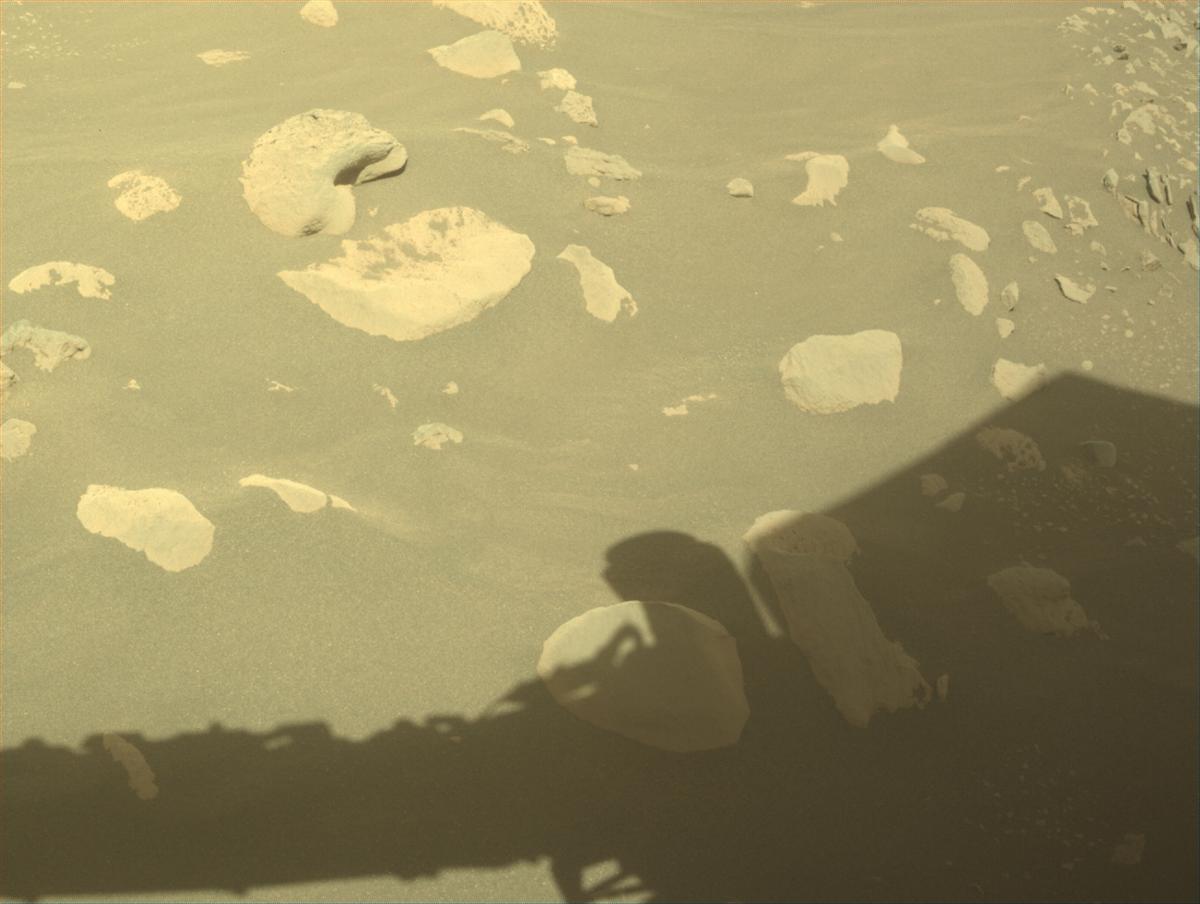 This image was taken by FRONT_HAZCAM_RIGHT_A onboard NASA's Mars rover Perseverance on Sol 843