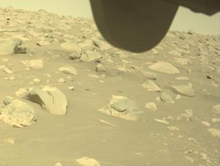 View image taken on Mars, Mars Perseverance Sol 843: Front Right Hazard Avoidance Camera (Hazcam)